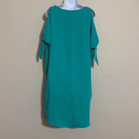 Gibson Latimer Teal Cold Shoulder Dress shift women M event casual vacation Y2K - Picture 8 of 11